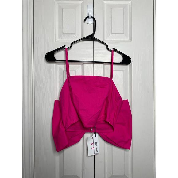 NEW Day and Moon Hot Pink Bow Top Womens Size Medium 100% Cotton - Picture 2 of 7